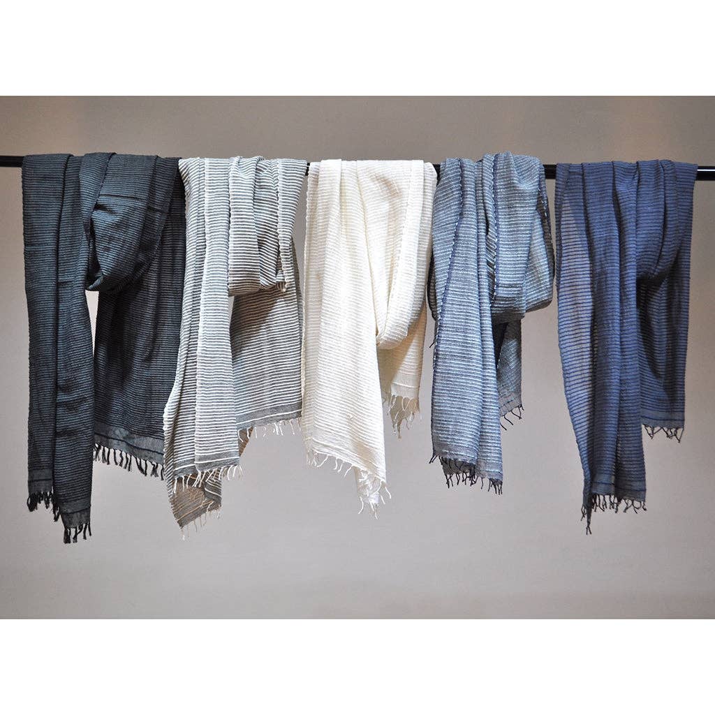 SLATE + SALT - Ethiopian Stripe Wrap Scarf: Navy