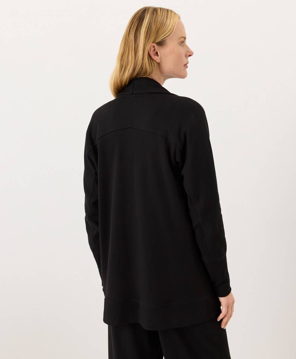 The Weekender Wrap Cardigan: Black Organic Cotton