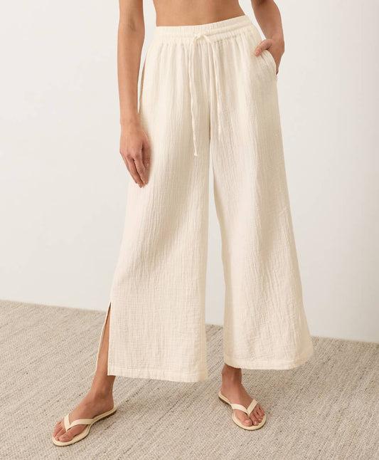 Pact - Women's Coastal Double Gauze Split Hem Pant: Cream / Large
