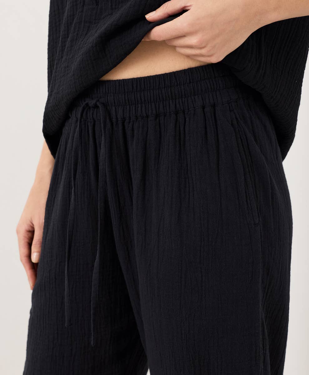 Shore and Town Double Gauze Tapered Pull-On Pant: Jet