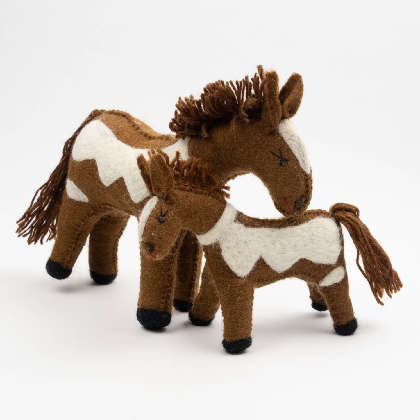 7'' tall Felt Pinto Horse from Nepal