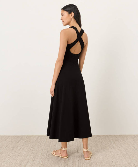 Pact - Women's Fit & Flare Open Back Maxi Dress: Black / Medium