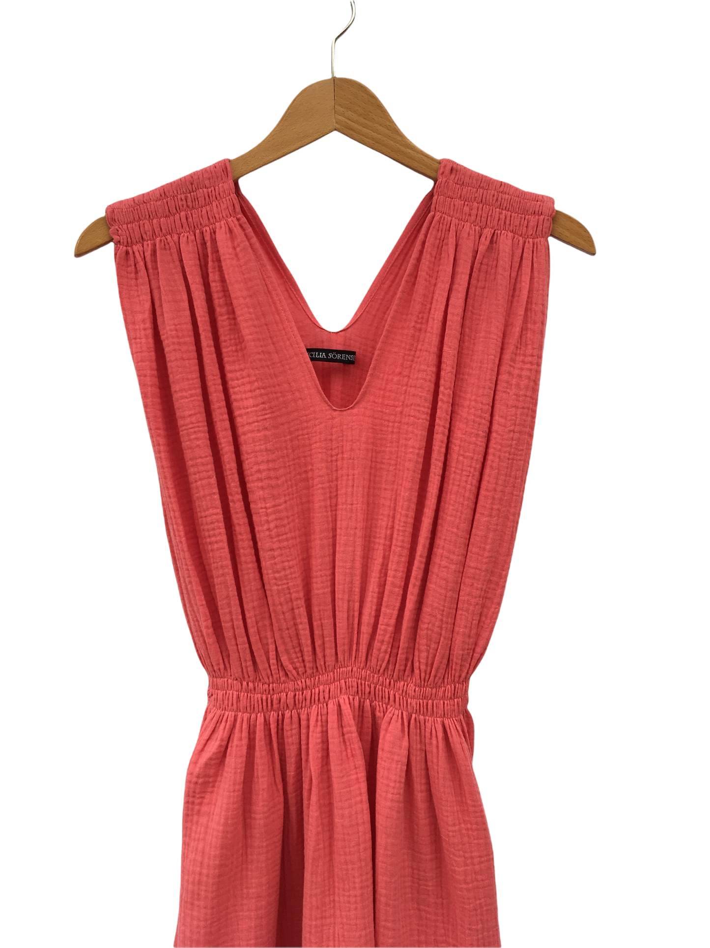 V Gathered greek dress in soft, organic, cotton: Navy blue