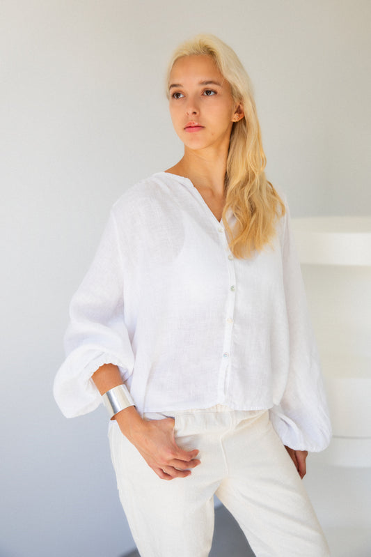 Lilia White Linen Bliss Blouse