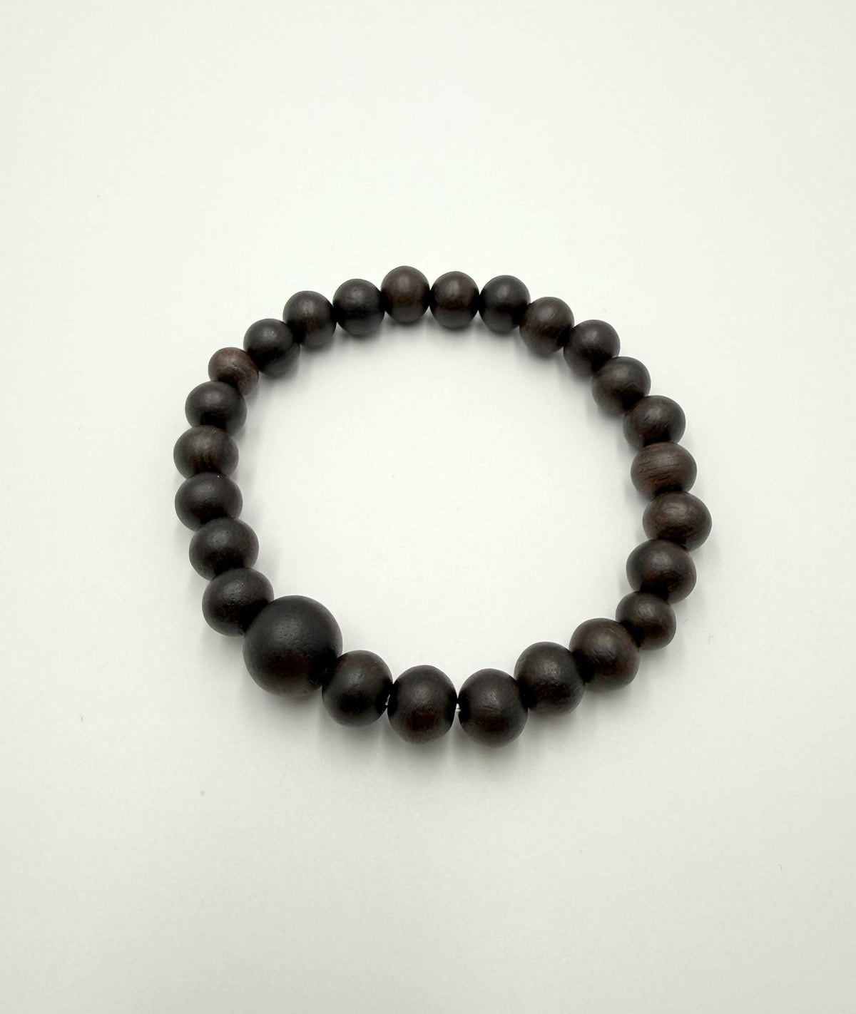 Striped Ebony Matte Black Bead Bracelet 7mm