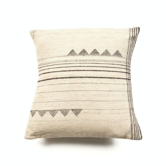Kora Handloom Large Ecru Textured Pillow Cover with feather fill