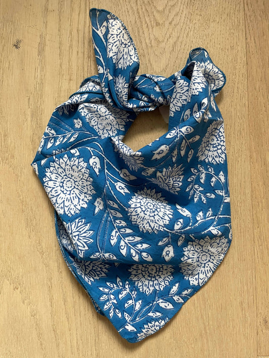 and for Good - Bandana Scarf - Hydrangea Beauty Cobalt Square
