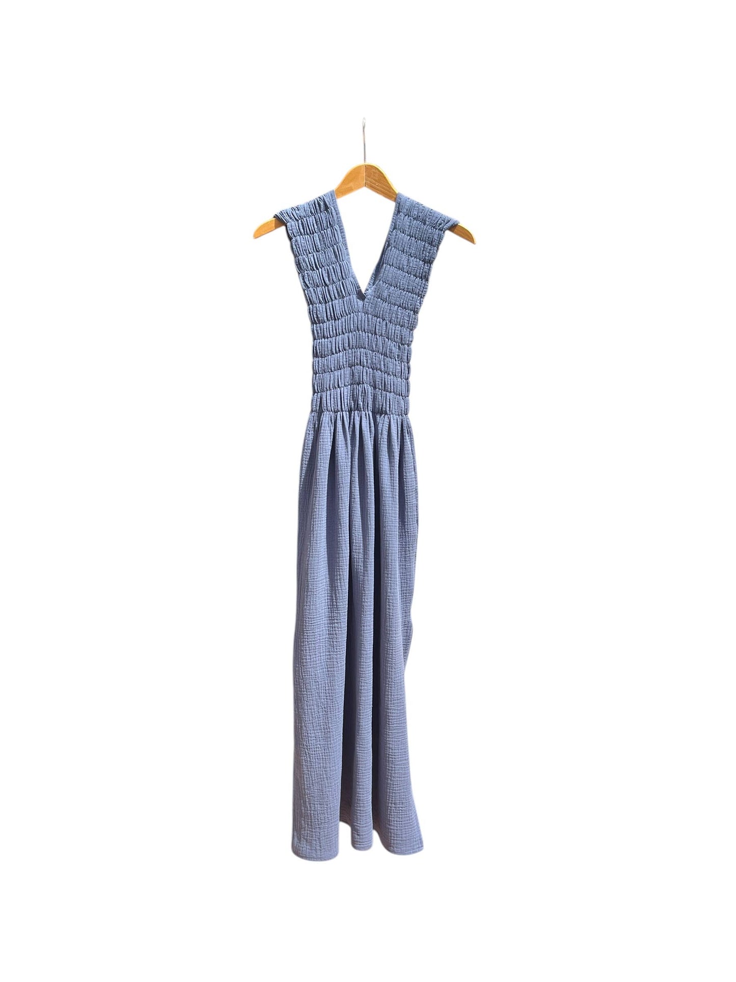 CECILIA SÖRENSEN - 736 ALBAZER V-neck dress in organic cotton muslin: Khaki