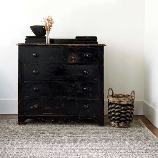Marled Handwoven Cotton Rug | Black: 2' 6" x 8'