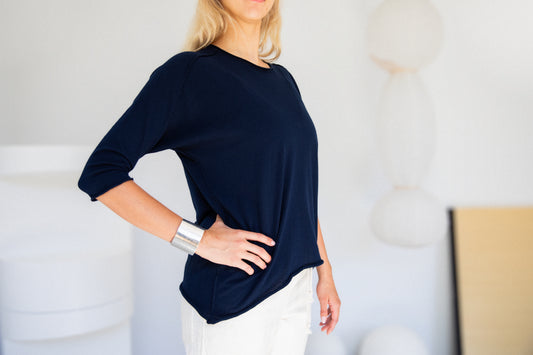 Nuime Futo Mid Sleeve Fine Organic Cotton Woven Top Gender Free by Tamaki-Niime