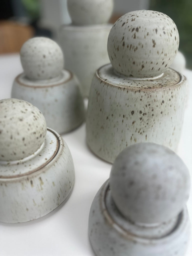 Alabaster White Stash Ceramic Jar Vessels Mini