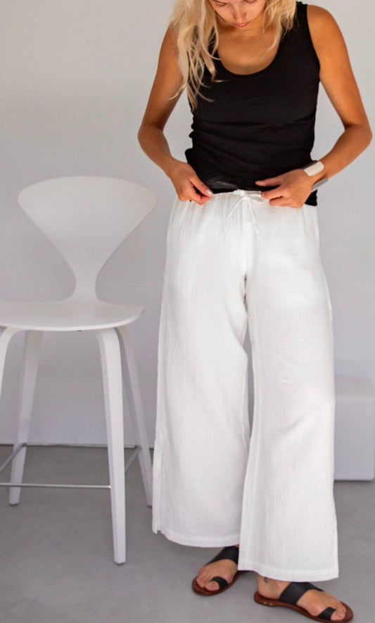 Breeze Double Gauze Split Hem Pant in Organic Cotton