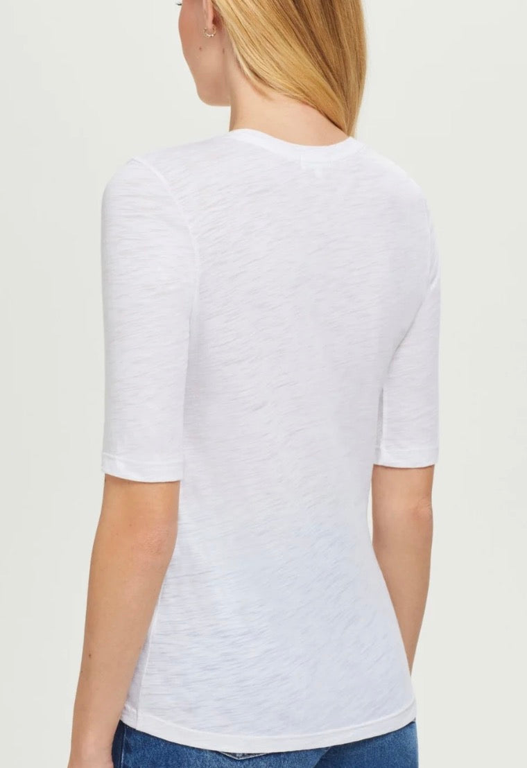 Goldie Lewinter Half Sleeve Slub White Cotton Tee