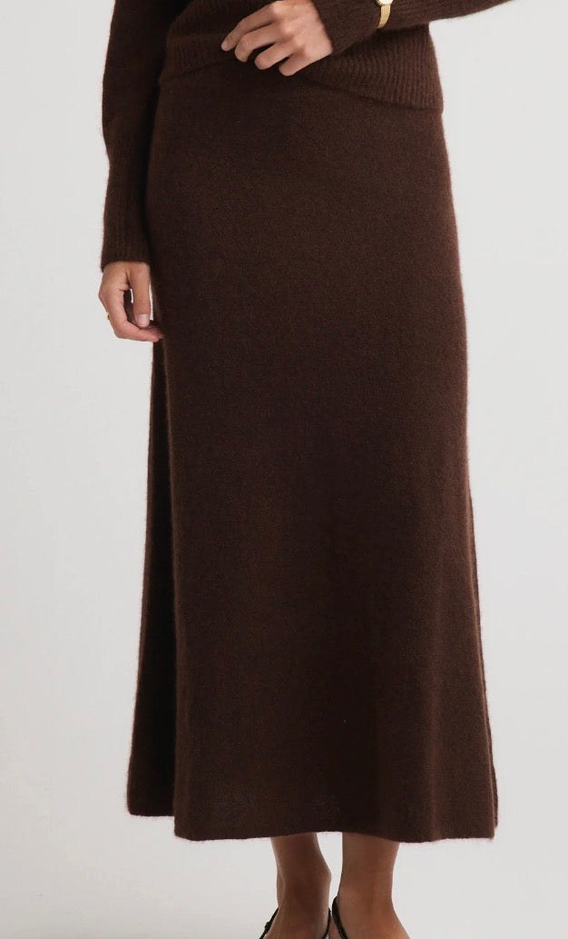 W Cashmere-Silk Blend Isla Midi Skirt