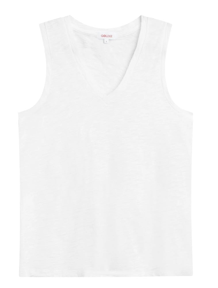 Peruvian Pima Cotton V-Neck Tank White