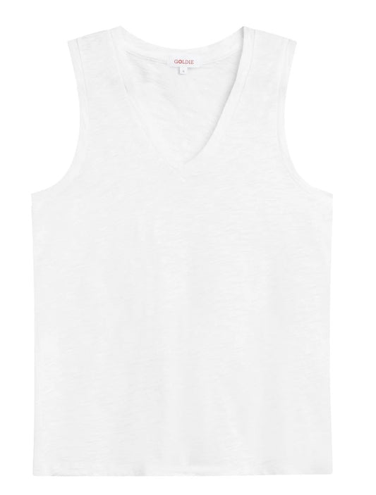 Peruvian Pima Cotton V-Neck Tank White
