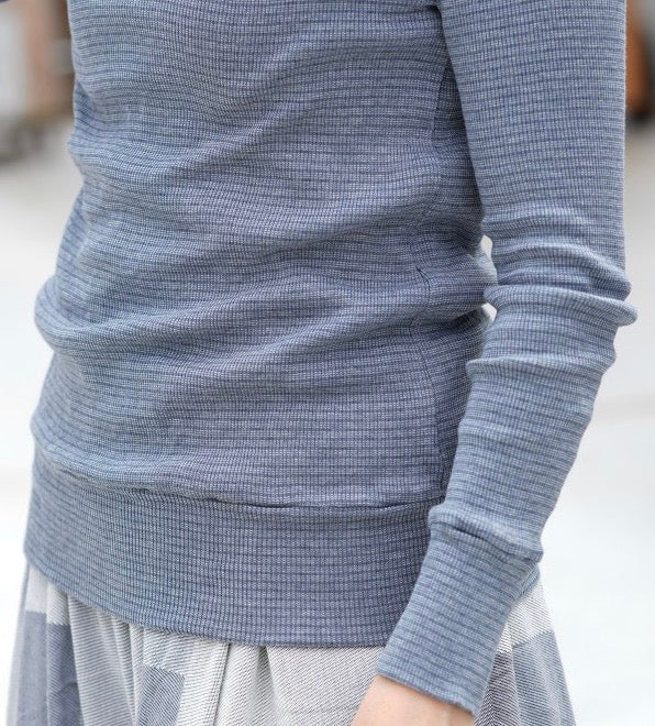 Kobi Stretch Rib Funnel Organic Cotton Turtle Neck from Japan