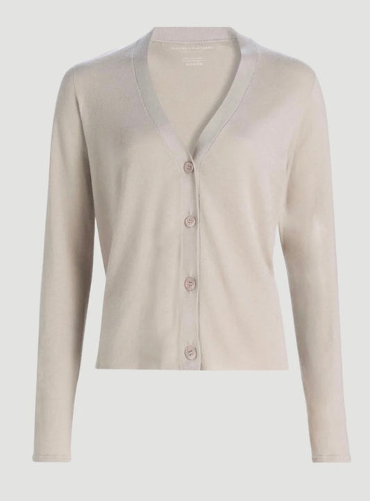 Machine Wash Cashmere V-Neck Cardi in Milk