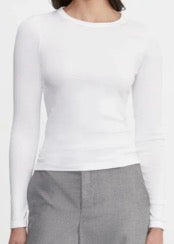 Enza Costa Supima White Cotton Long Sleeve Knit top