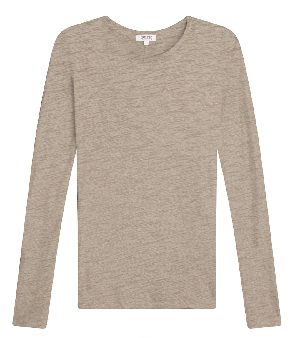 Goldie Lewinter Slub Cotton Long Sleeve Classic Crew Tee