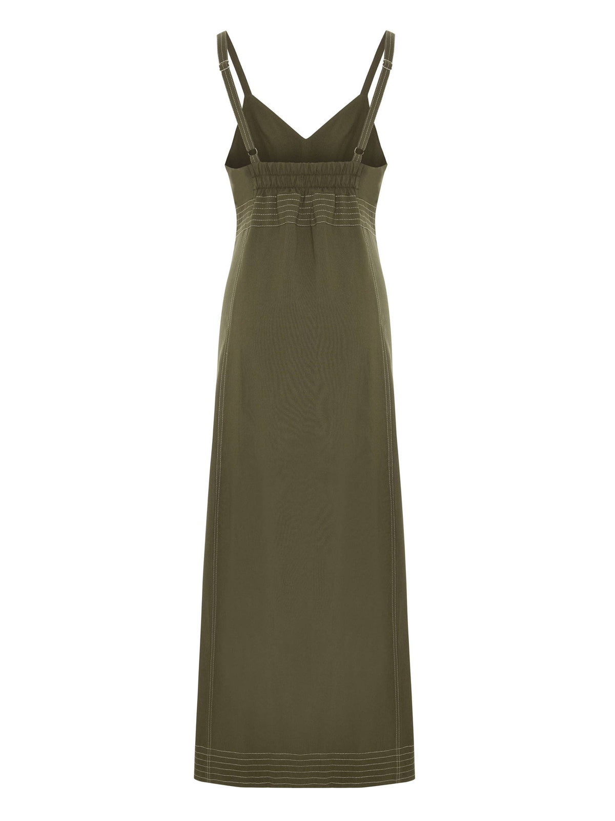 The Handloom - Eva Maxi Dress - Khaki Green: Khaki Green / M-L