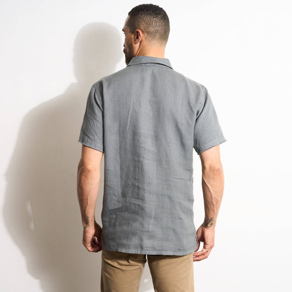 Rowan - Lyons Short Sleeve Linen Shirt: Seaport / M / MWTP0014