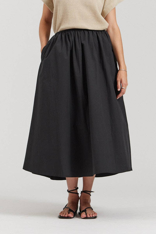 there. elsewhere - Cotton Poplin Skirt: Black / Small