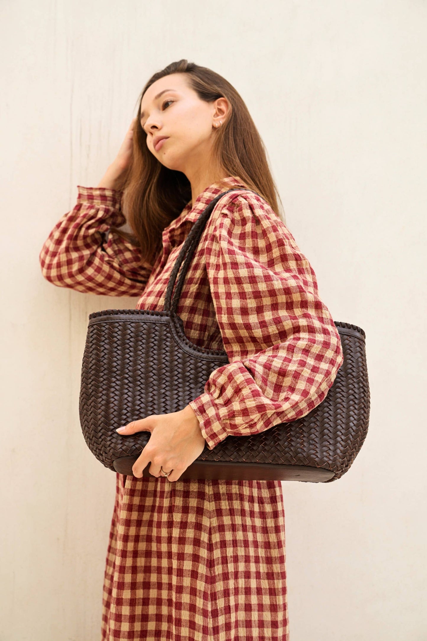 Pink Haley - Jolene Handwoven Leather Tote : Black