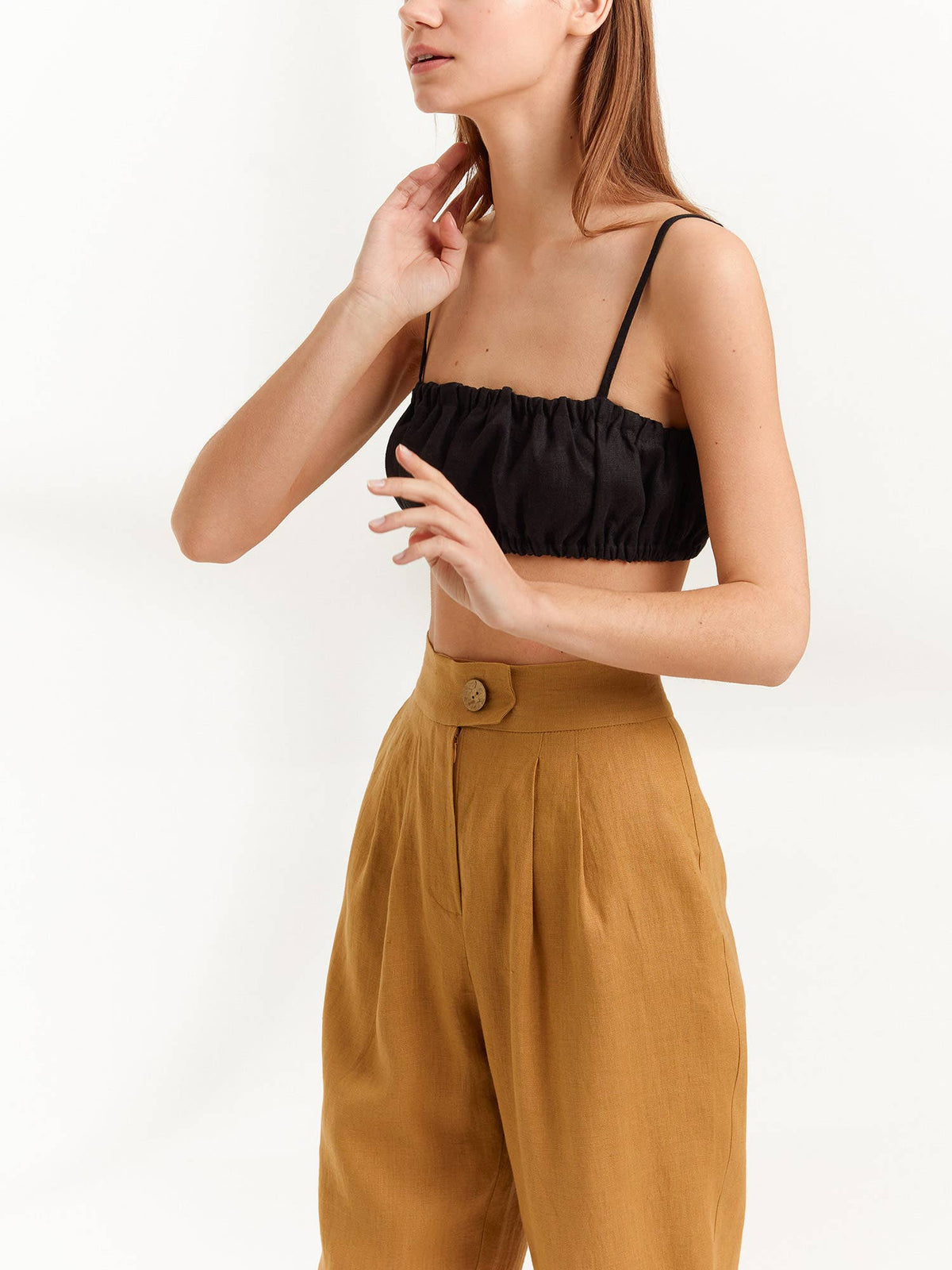 Cleo Linen Bralette: White / S