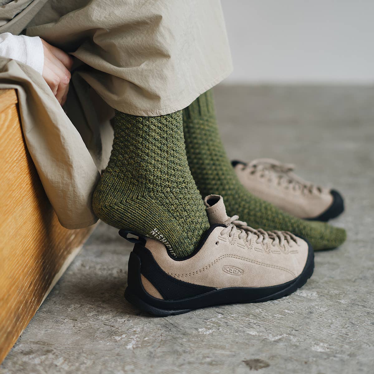 NISHIGUCHI KUTSUSHITA - NK0701 Wool Cotton Boots Socks: Mustard / M (USM7-9/USW8-10/EUR40-43)