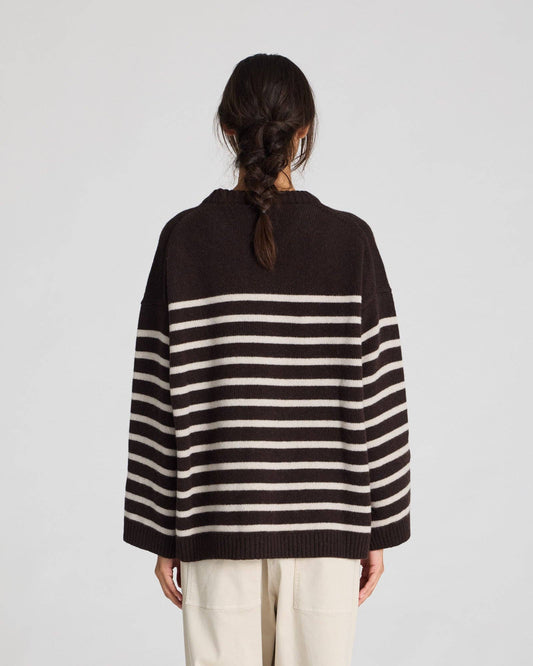 Brigitte Stripe Lambswool Sweater in Mulch