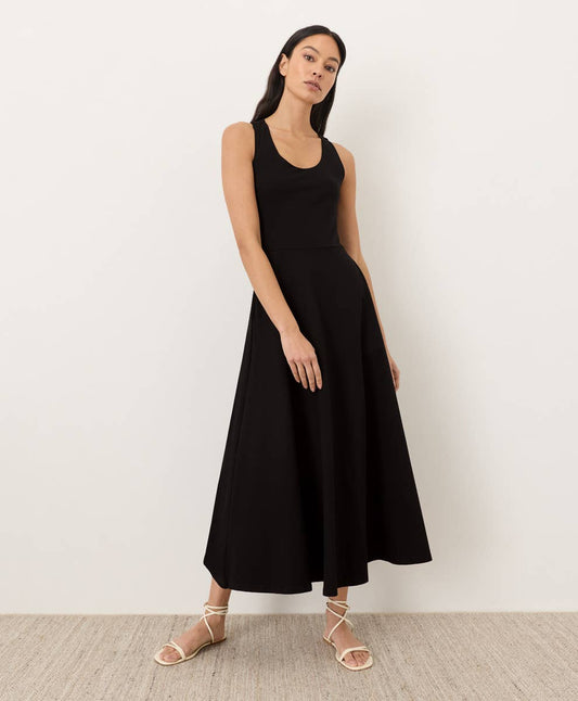Pact - Women's Fit & Flare Open Back Maxi Dress: Black / Small