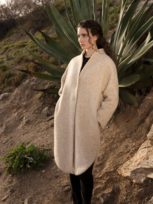 CECILIA SÖRENSEN - 319 CIGALA COAT pure beige wool: Green