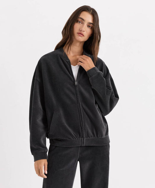 Women's Pure Velour Rib Bomber Jacket