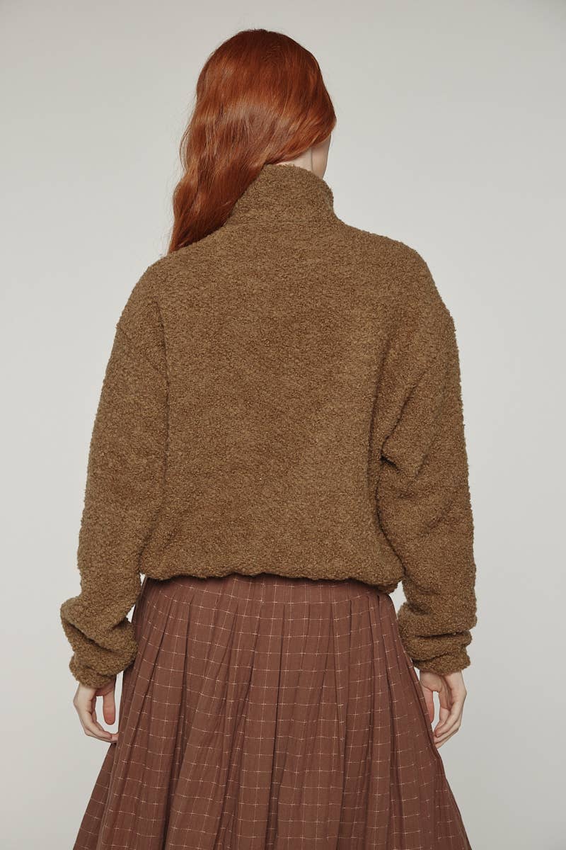 Amente - Wool high-neck bomber jacket: Olive / Solid / M/L