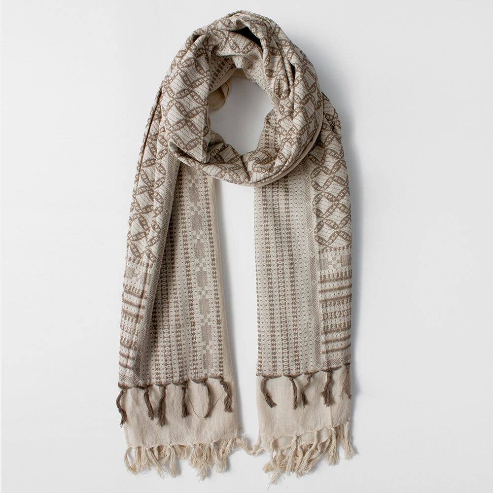 Bohemia Design - Taupe Embroidered Scarf