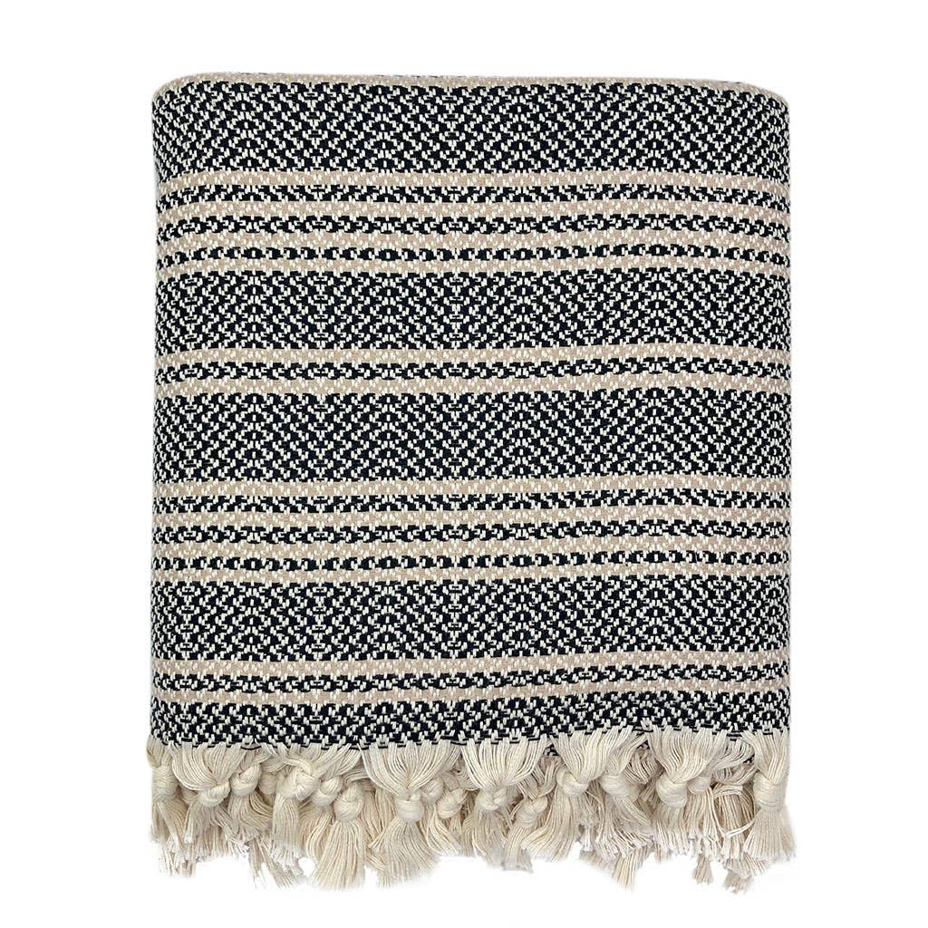 SLATE + SALT - Woven Stripe Turkish Throw