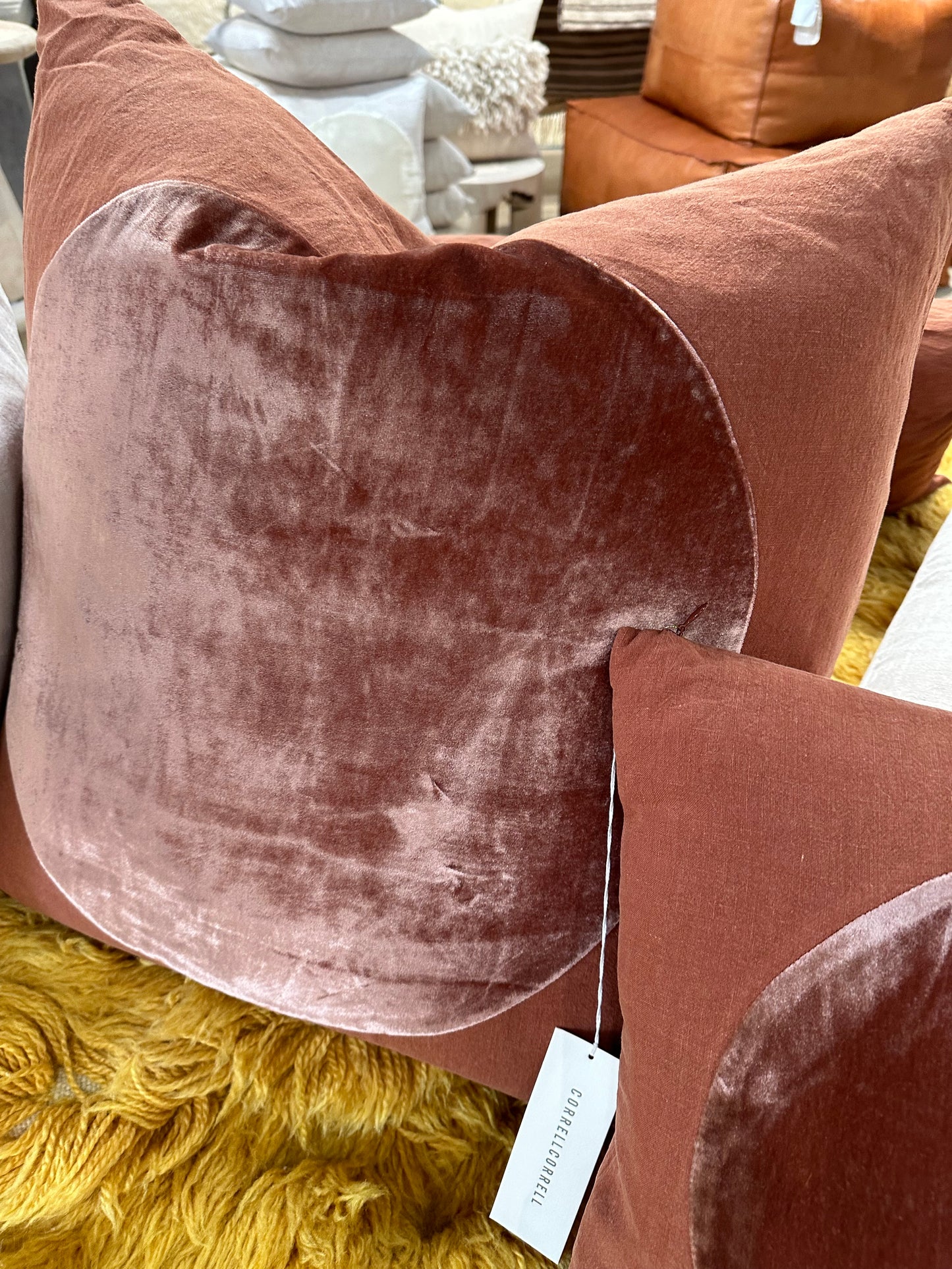 velvet circle pillow by daphne correll
