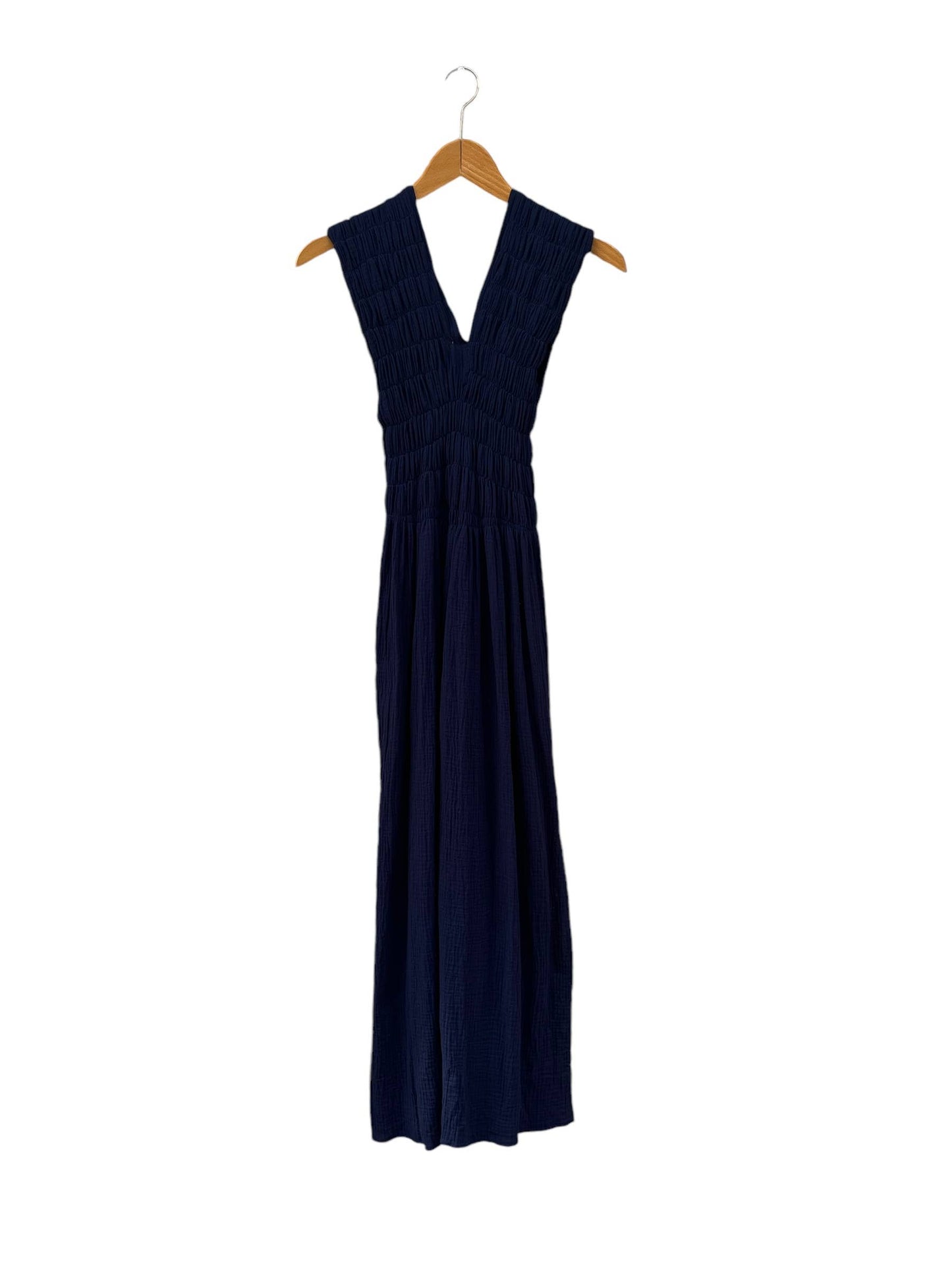 CECILIA SÖRENSEN - 736 ALBAZER V-neck dress in organic cotton muslin: Beige