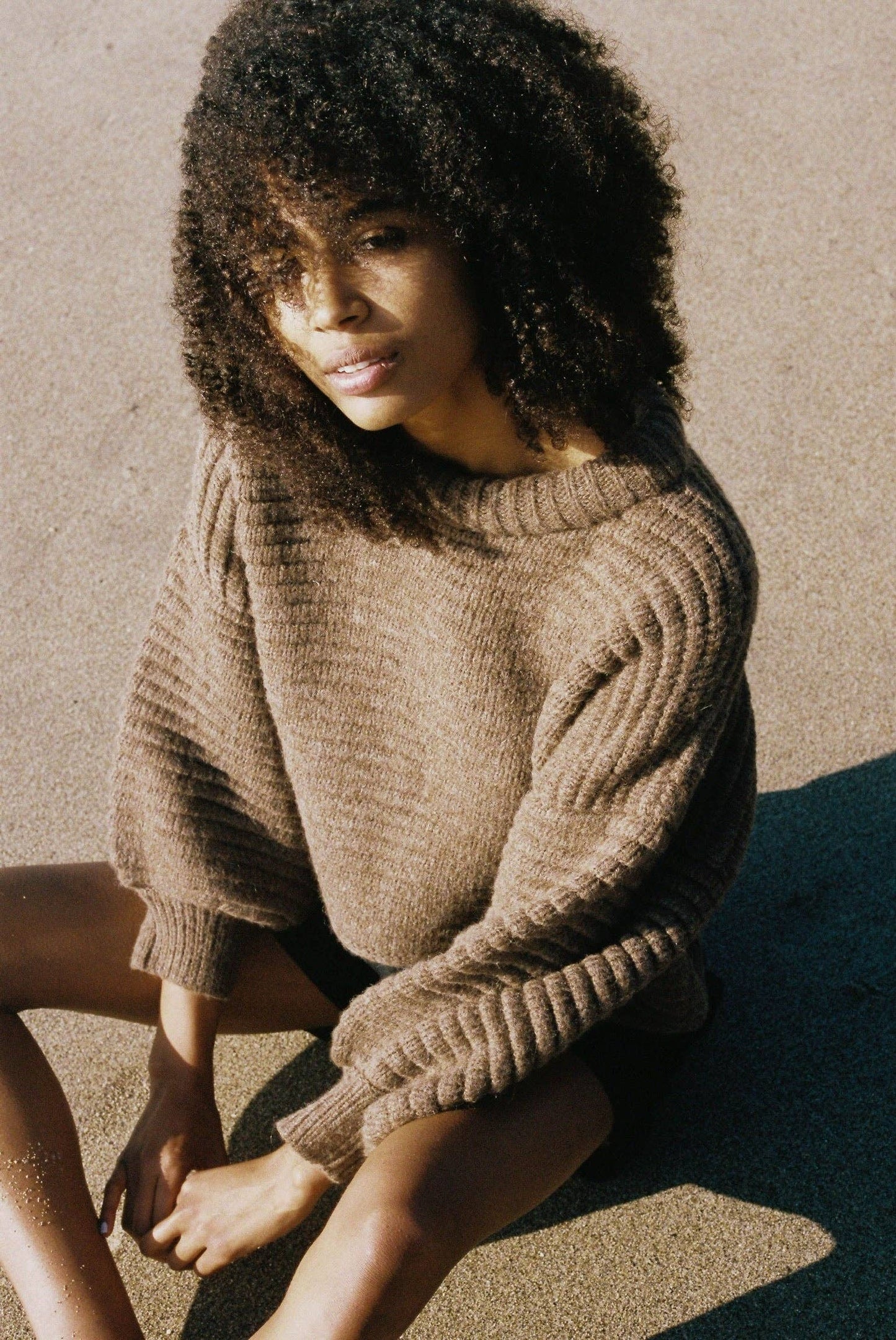 Na Nin - Romy Knitted Alpaca Balloon Sleeve Sweater: Tomato / O/S