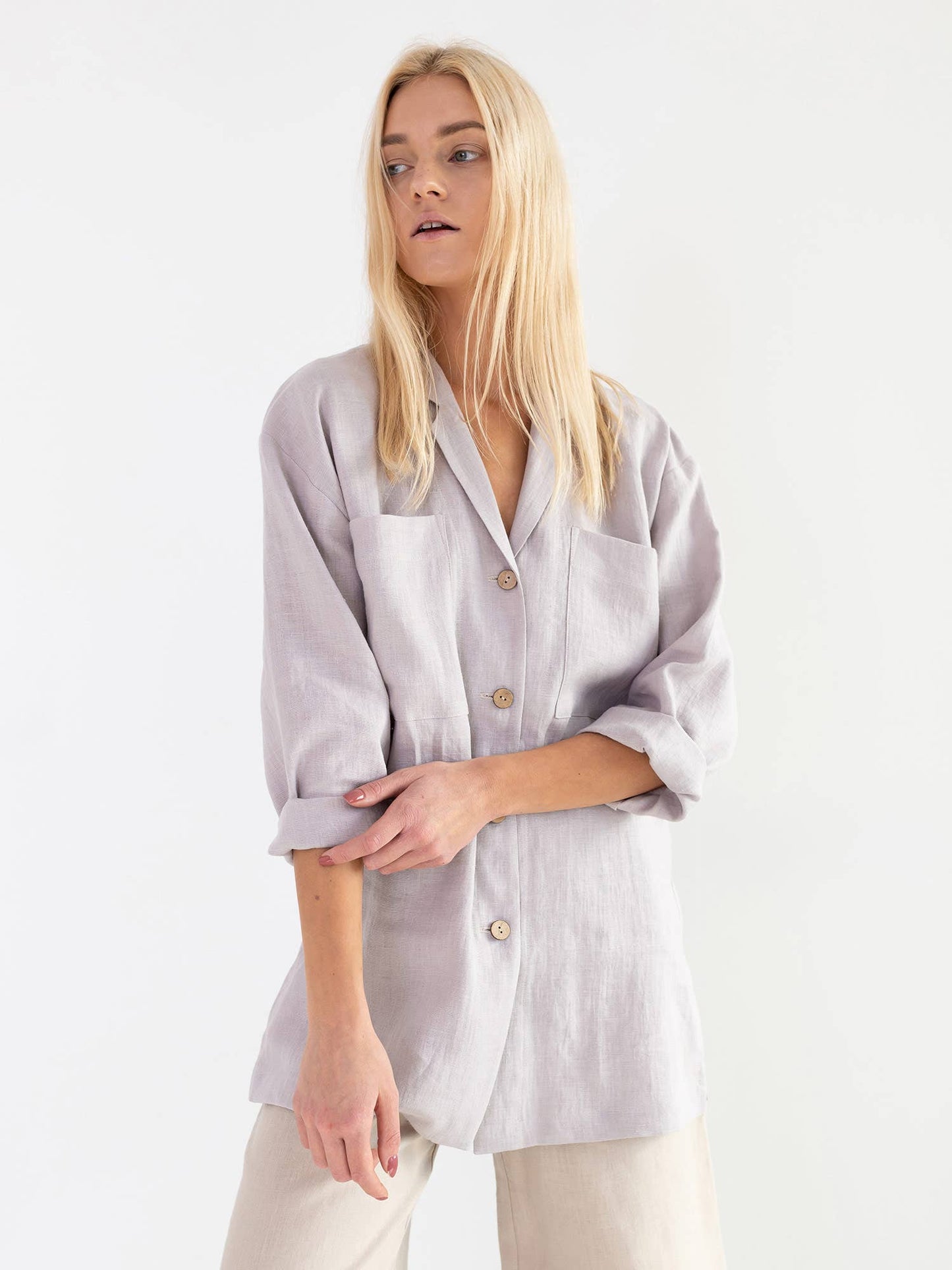 Love and Confuse - Rosemary Linen Shirt: White / XS
