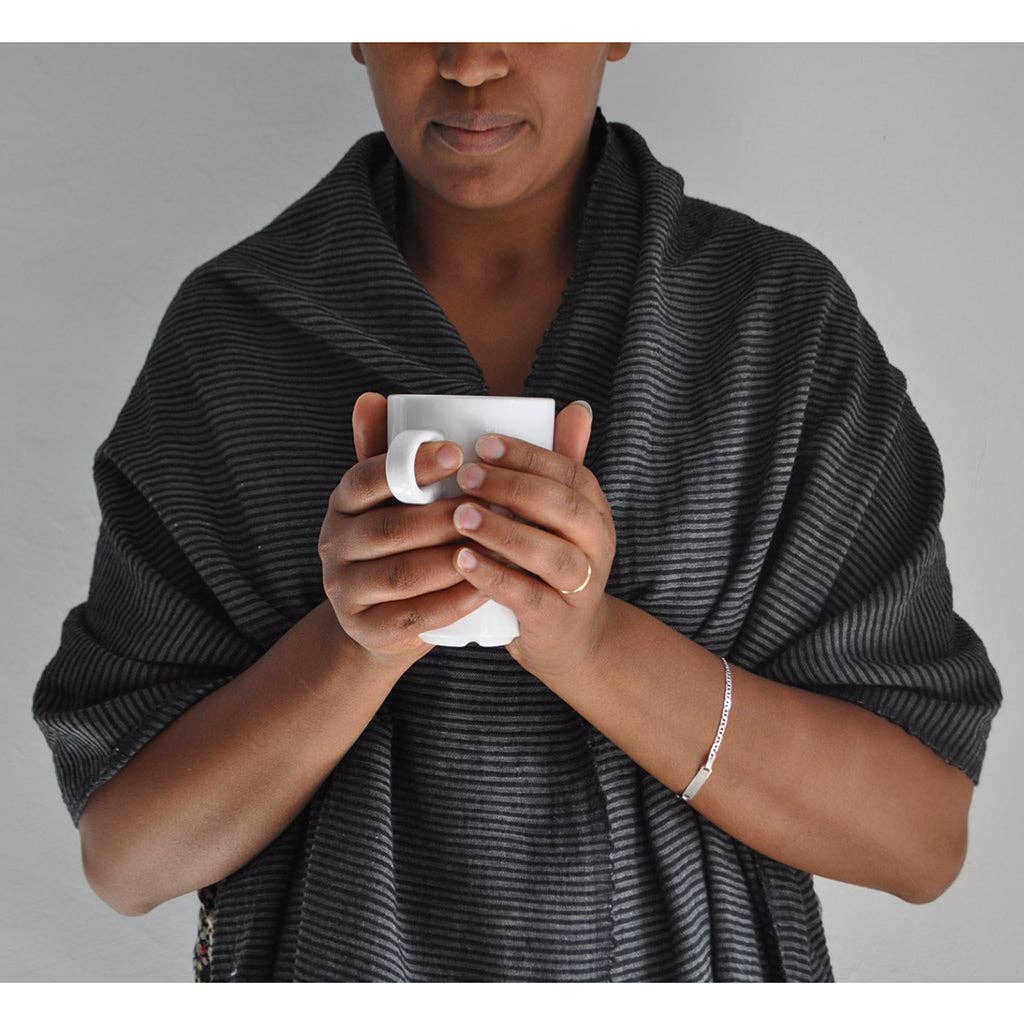 SLATE + SALT - Ethiopian Stripe Wrap Scarf: Navy