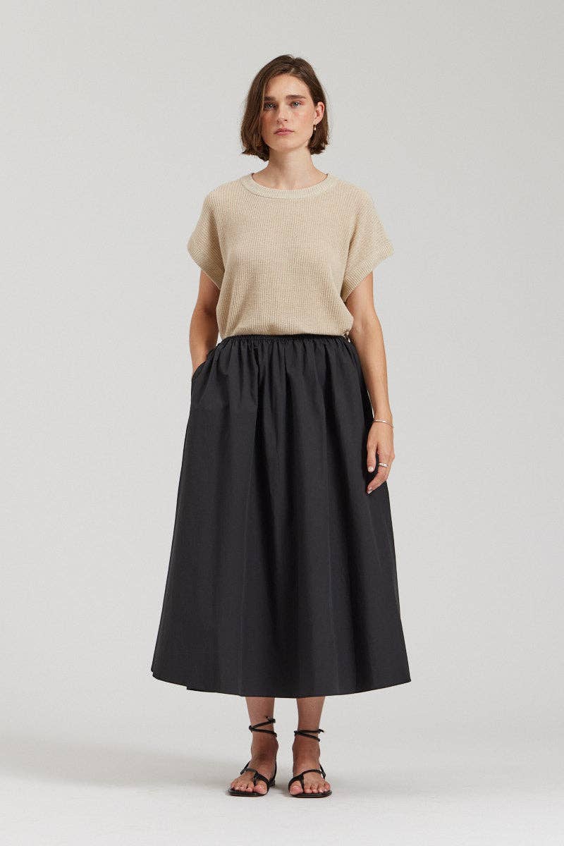 there. elsewhere - Cotton Poplin Skirt: Black / Small