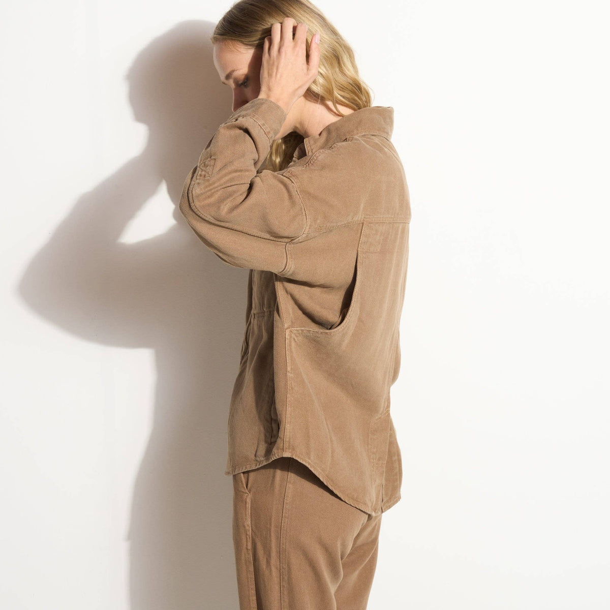 Rowan - Odette Drape Denim Twill Shirt Jacket: Washed Black / S / WWOW0007