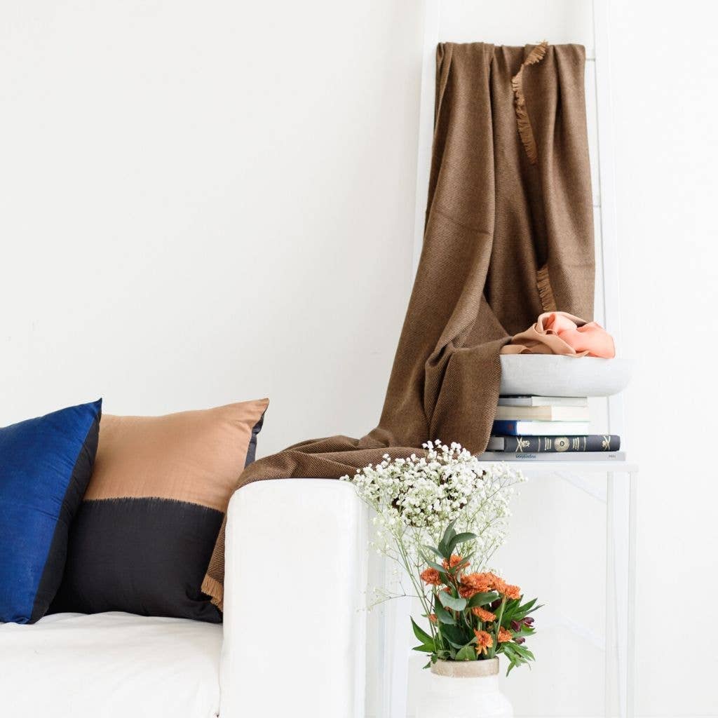 Plush Merino Handwoven Throw in Tobacco Leaf