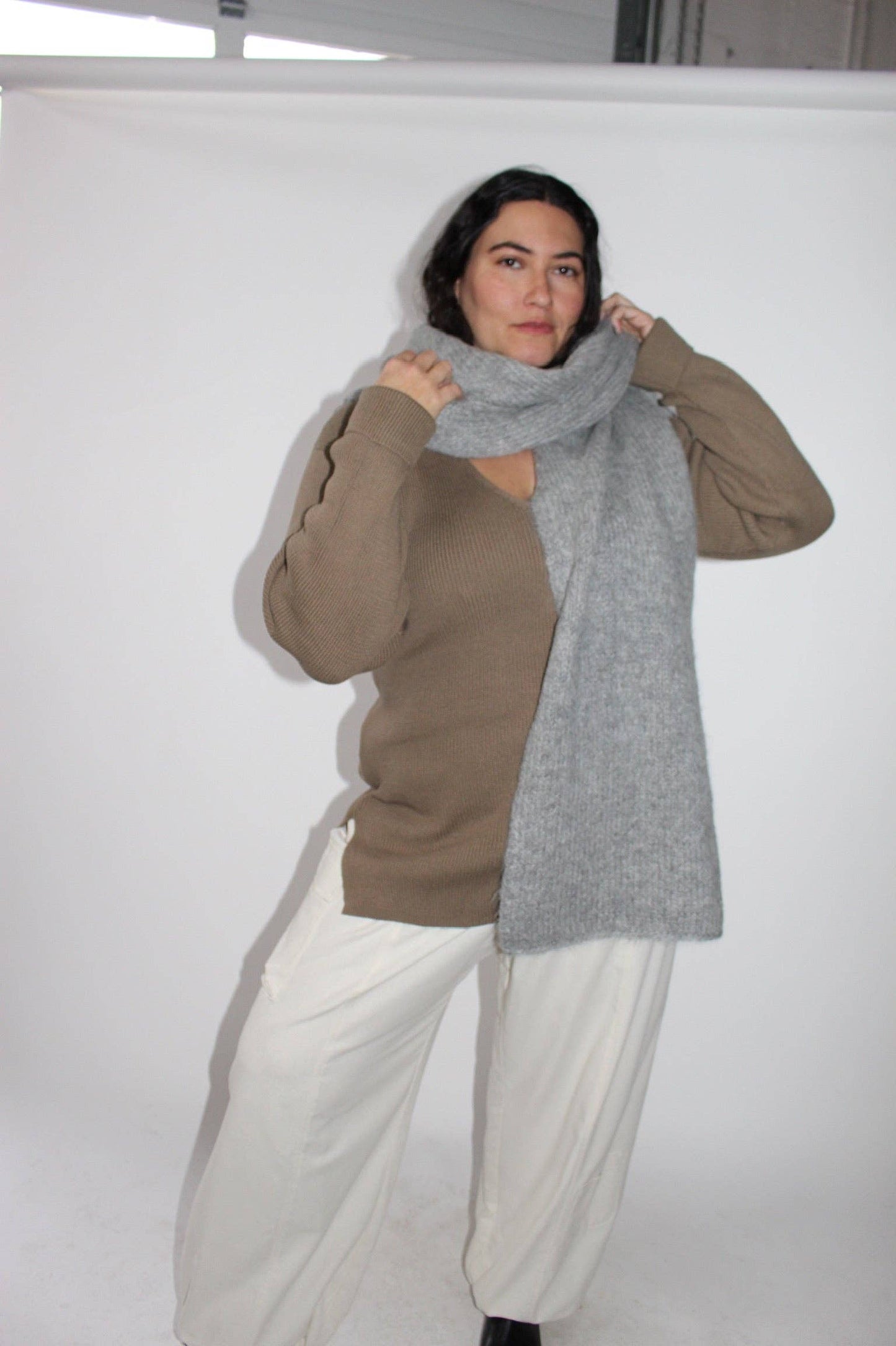 Na Nin - PRE-ORDER: Ralphie Knitted Suri Alpaca Blanket Scarf: Jute / O/S