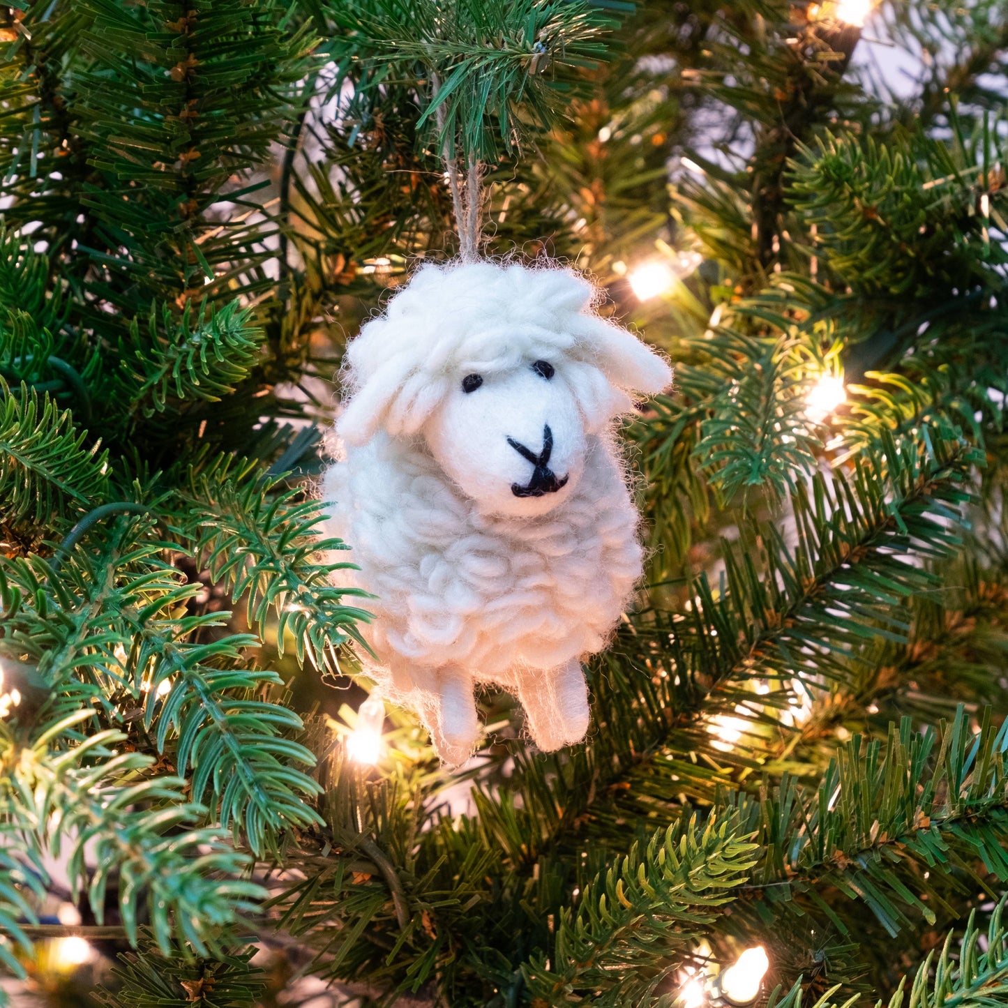 White Wooly Sheep Ornament from Nepal