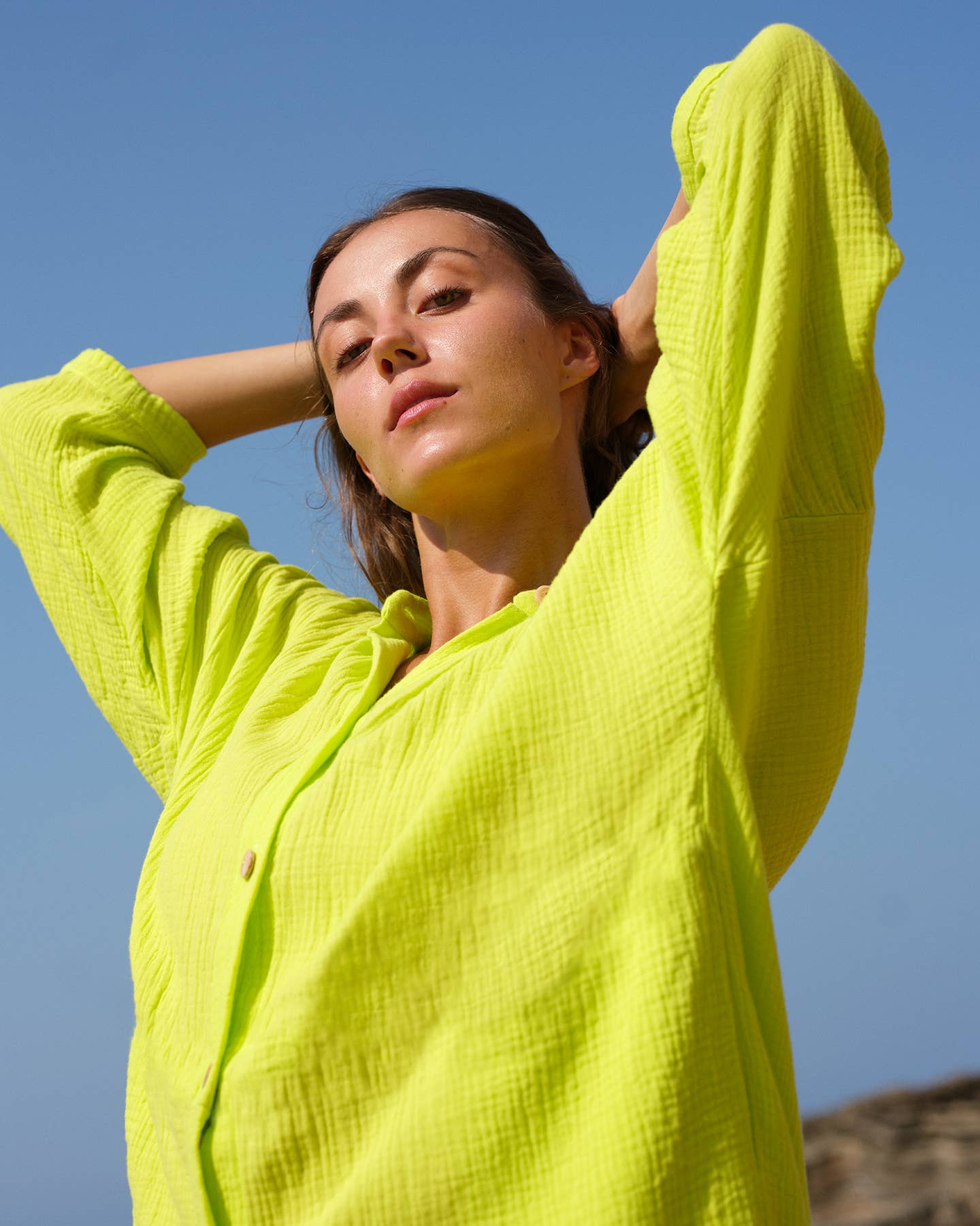 CECILIA SÖRENSEN - 702 COTONER Relaxed shirt dress in organic cotton muslin: Navy blue