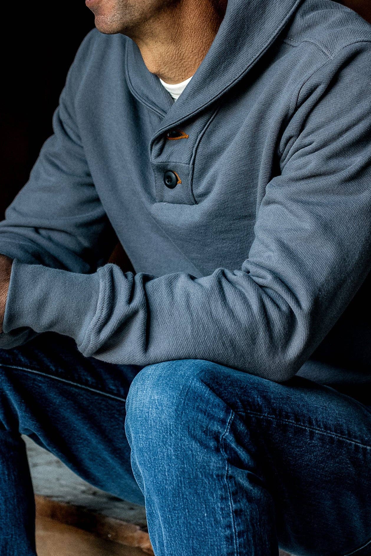 WiesMade - Men | Bodega Shawl Pullover | 14oz 100% Cotton French Terry - Pebble: Pebble / M