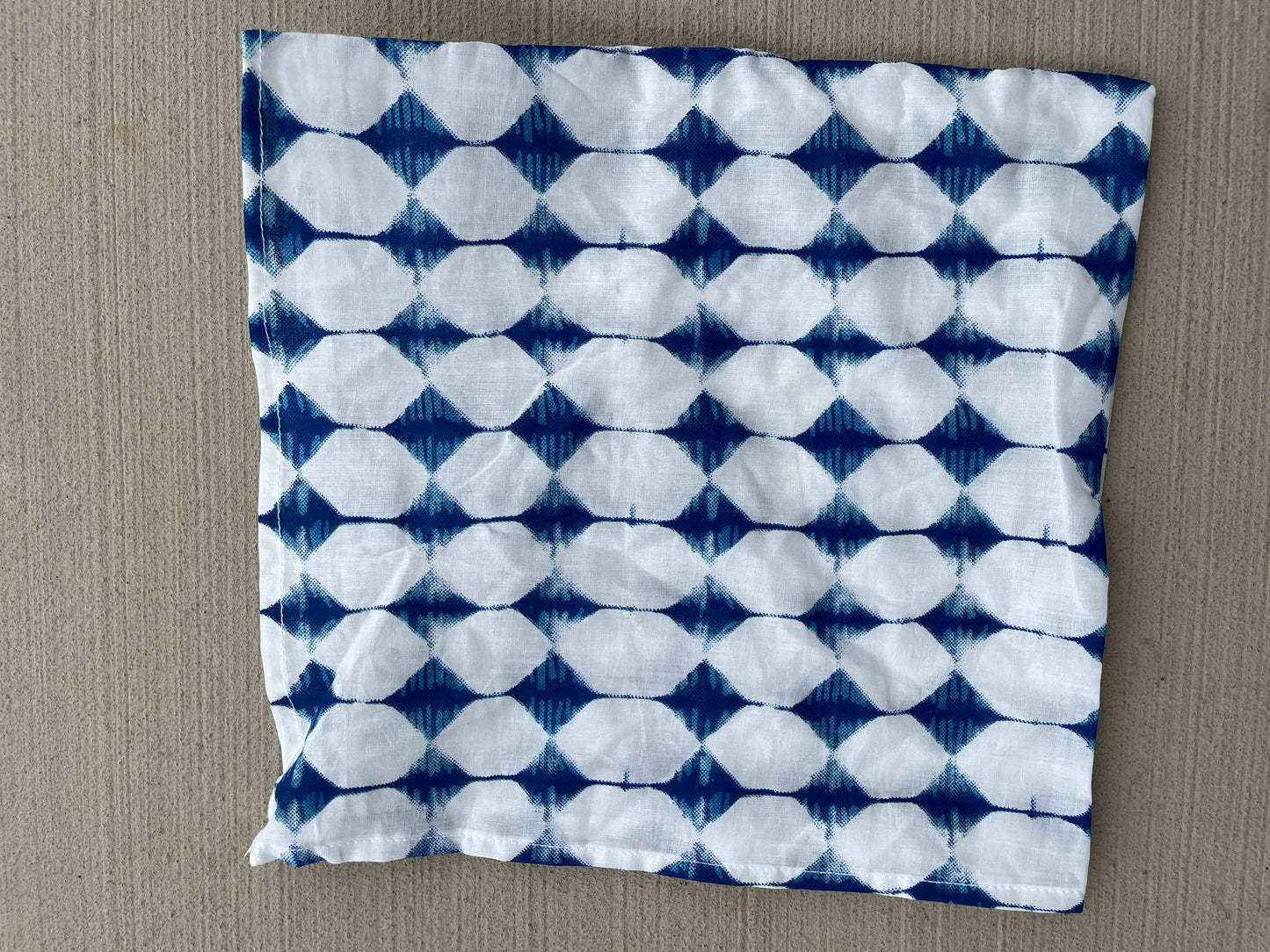 and for Good - Bandana Scarf - Shibori Diamonds Blue Square